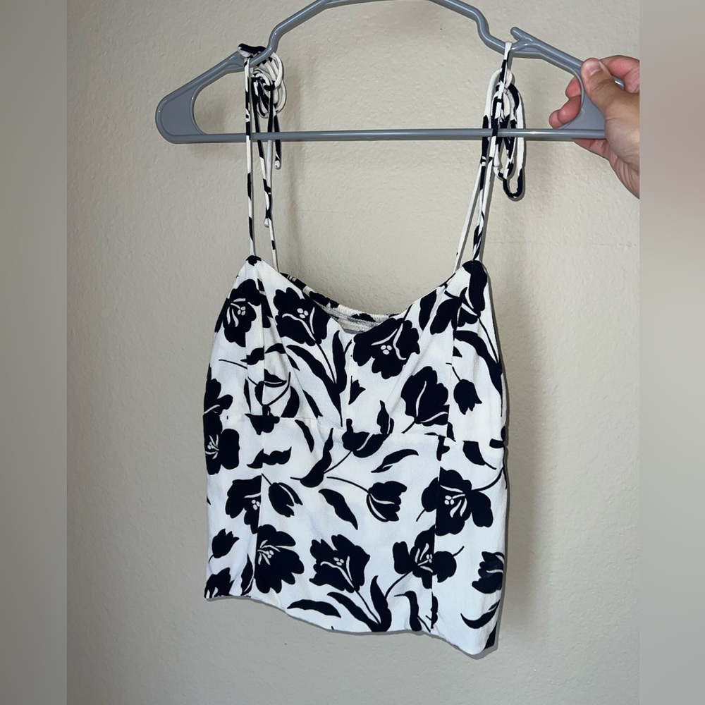 Floral strappy tie top